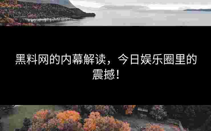 黑料网的内幕解读，今日娱乐圈里的震撼！