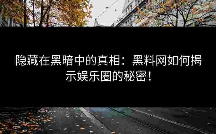 隐藏在黑暗中的真相：黑料网如何揭示娱乐圈的秘密！