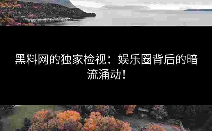黑料网的独家检视：娱乐圈背后的暗流涌动！