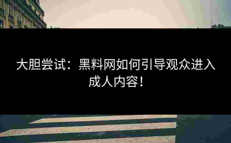 大胆尝试：黑料网如何引导观众进入成人内容！